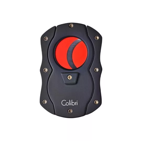 Colibri Cut fekete pillangó szivarvágó, piros színű tapadás mentes nemesacél pengével - 25mm