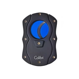 Colibri Cut fekete pillangó szivarvágó, kék színű tapadás mentes nemesacél pengével - 25mm
