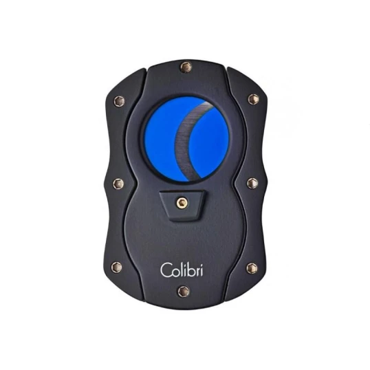 Colibri Cut fekete pillangó szivarvágó, kék színű tapadás mentes nemesacél pengével - 25mm - Colibri pillangó szivarvágók