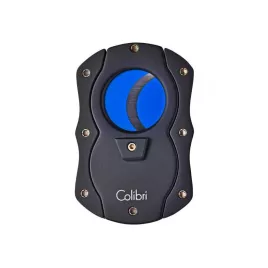 Colibri Cut fekete pillangó szivarvágó, kék színű tapadás mentes nemesacél pengével - 25mm