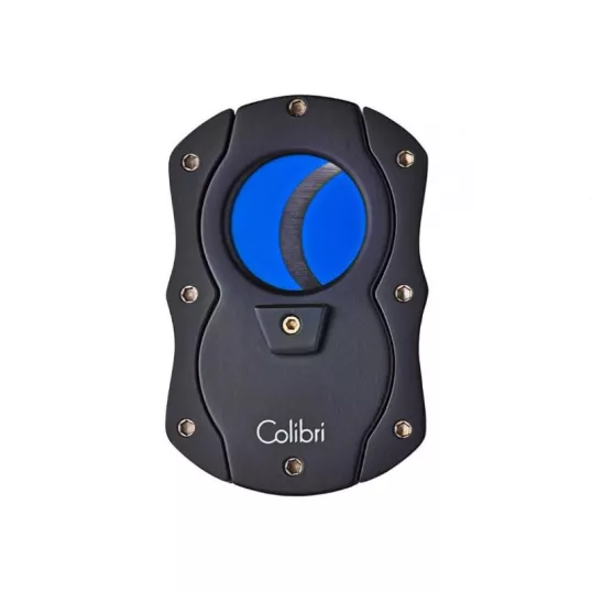 Colibri Cut fekete pillangó szivarvágó, kék színű tapadás mentes nemesacél pengével - 25mm