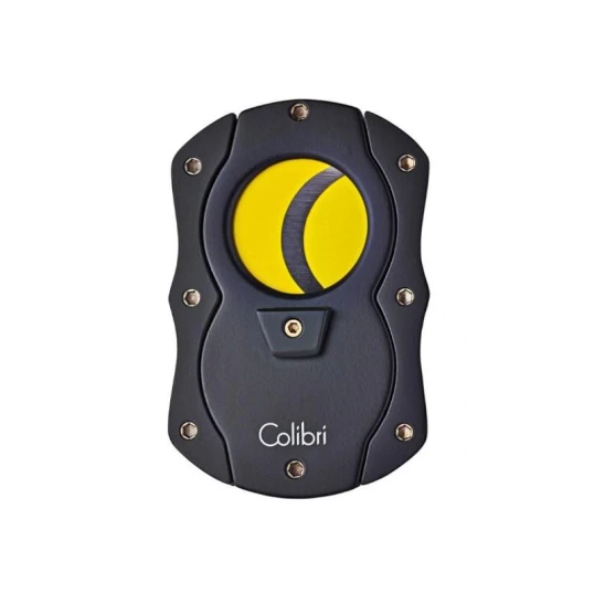 Colibri Cut fekete pillangó szivarvágó, citromsárga színű tapadás mentes nemesacél pengével - 25mm - Colibri pillangó szivarvágók
