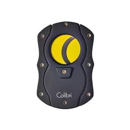 Colibri Cut fekete pillangó szivarvágó, citromsárga színű tapadás mentes nemesacél pengével - 25mm