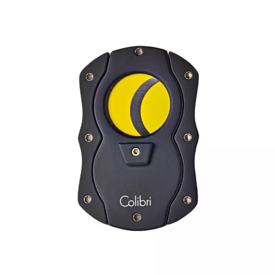 Colibri Cut fekete pillangó szivarvágó, citromsárga színű tapadás mentes nemesacél pengével - 25mm