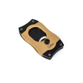 Colibri S-Cut Gold, szálcsiszolt arany színű nemesacél pengéjü guillotine szivarvágó 26mm - fekete pengével