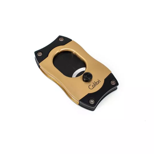 Colibri S-Cut Gold, szálcsiszolt arany színű nemesacél pengéjü guillotine szivarvágó 26mm - fekete pengével