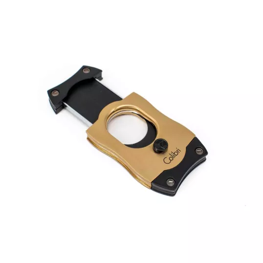 Colibri S-Cut Gold, szálcsiszolt arany színű nemesacél pengéjü guillotine szivarvágó 26mm - fekete pengével