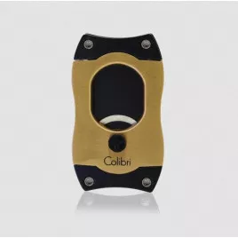 Colibri S-Cut Gold, szálcsiszolt arany színű nemesacél pengéjü guillotine szivarvágó 26mm - fekete pengével