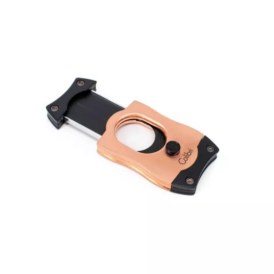 Colibri S-Cut Rose Gold, szálcsiszolt rózsaarany színű nemesacél pengéjü guillotine szivarvágó 26mm - fekete pengével