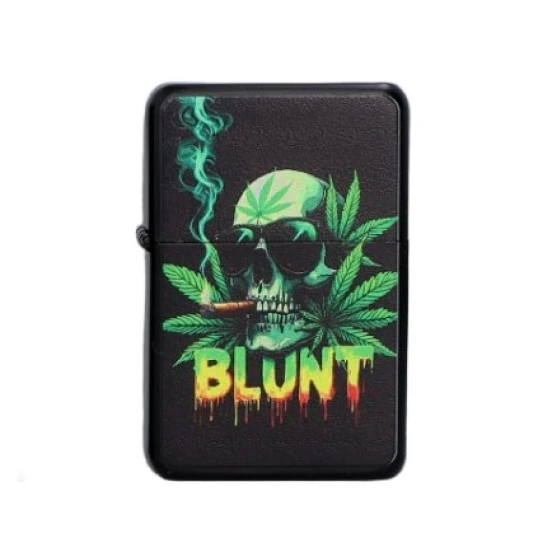 Gentelo benzines öngyújtó – koponyás „BLUNT” mintával, fekete