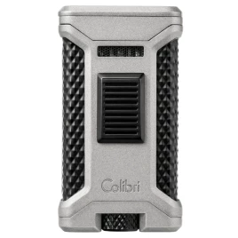 Colibri Ascari Charcoal, hármas szúrólángos szivar öngyújtó beépített fúróval - króm és fekete