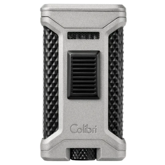 Colibri Ascari Charcoal, hármas szúrólángos szivar öngyújtó beépített fúróval - króm és fekete