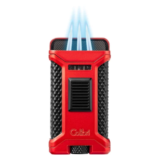 Colibri Ascari Red & Black hármas szúrólángos szivaröngyújtó beépített szivarfúróval