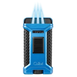 Colibri Ascari Blue, hármas szúrólángos szivar öngyújtó beépített fúróval - kék