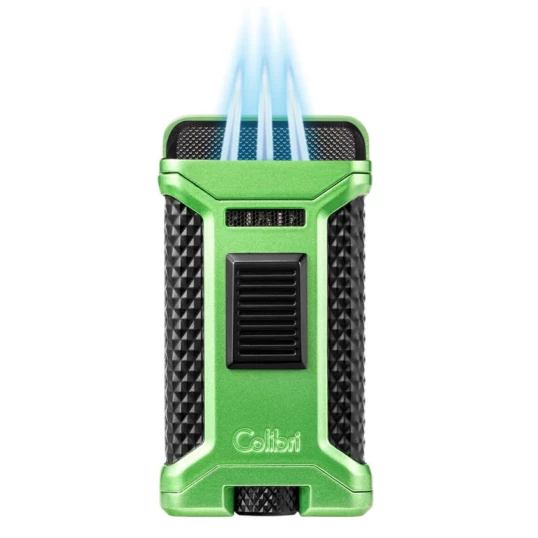 Colibri Ascari Light Green & Black hármas szúrólángos szivaröngyújtó beépített szivarfúróval