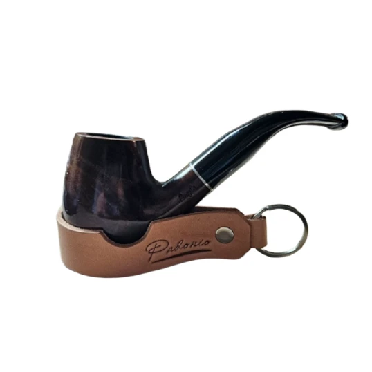 Angelo pipás szett Half Bent Billiard bruyer pipával, pipatáskával, 9 mm-es filterrel, szárkefével és 3 részes pipatömködővel