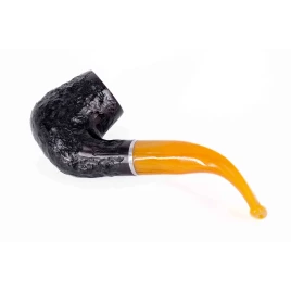 Padonio Black Rustic Yellow, fekete színű rusztikolt bruyer pipa, hajlított szárral-3