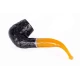 Padonio Black Rustic Yellow, fekete színű rusztikolt bruyer pipa, hajlított szárral-3