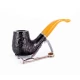 Padonio Black Rustic Yellow, fekete színű rusztikolt bruyer pipa, hajlított szárral-4