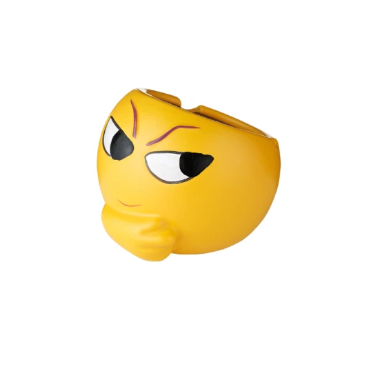 Emoji kerámia hamutartó - sárga színű töprengő smiley minta