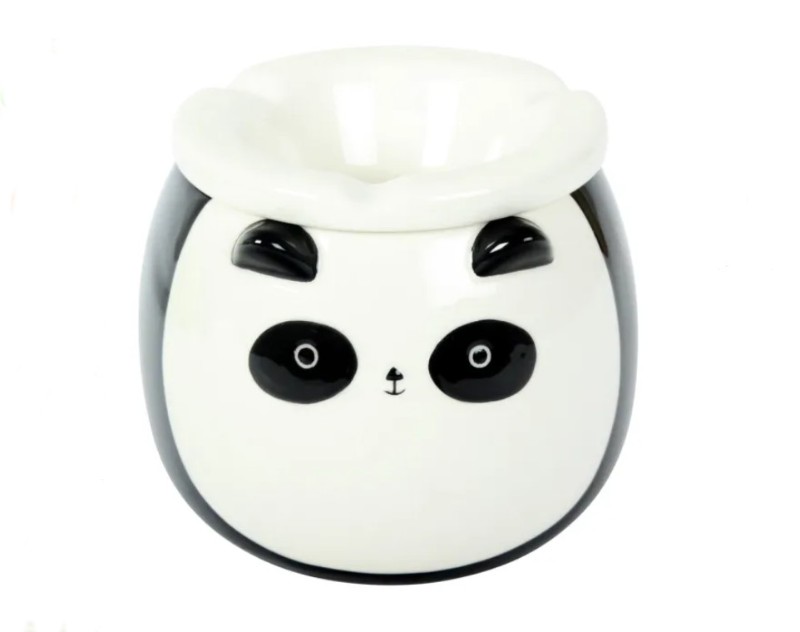 Panda hamutartó – szélálló kerámia, fekete-fehér, fedeles