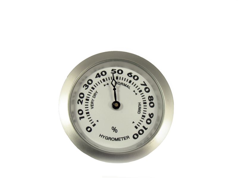 Humidor hygrométer - króm színű, fehér hátlappal - 3,5 cm