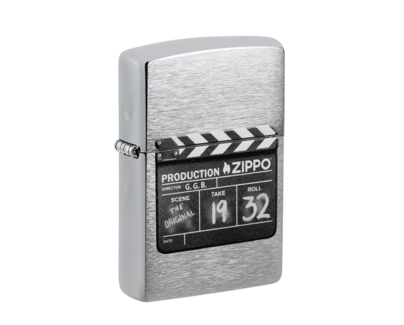 Zippo króm benzines öngyújtó - Movie Clapper Production filmcsapó tábla