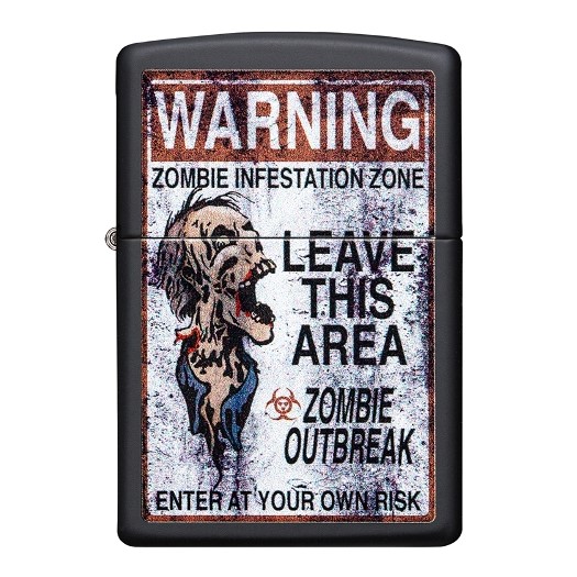 Zippo benzines öngyújtó – Zombie Warning mintával
