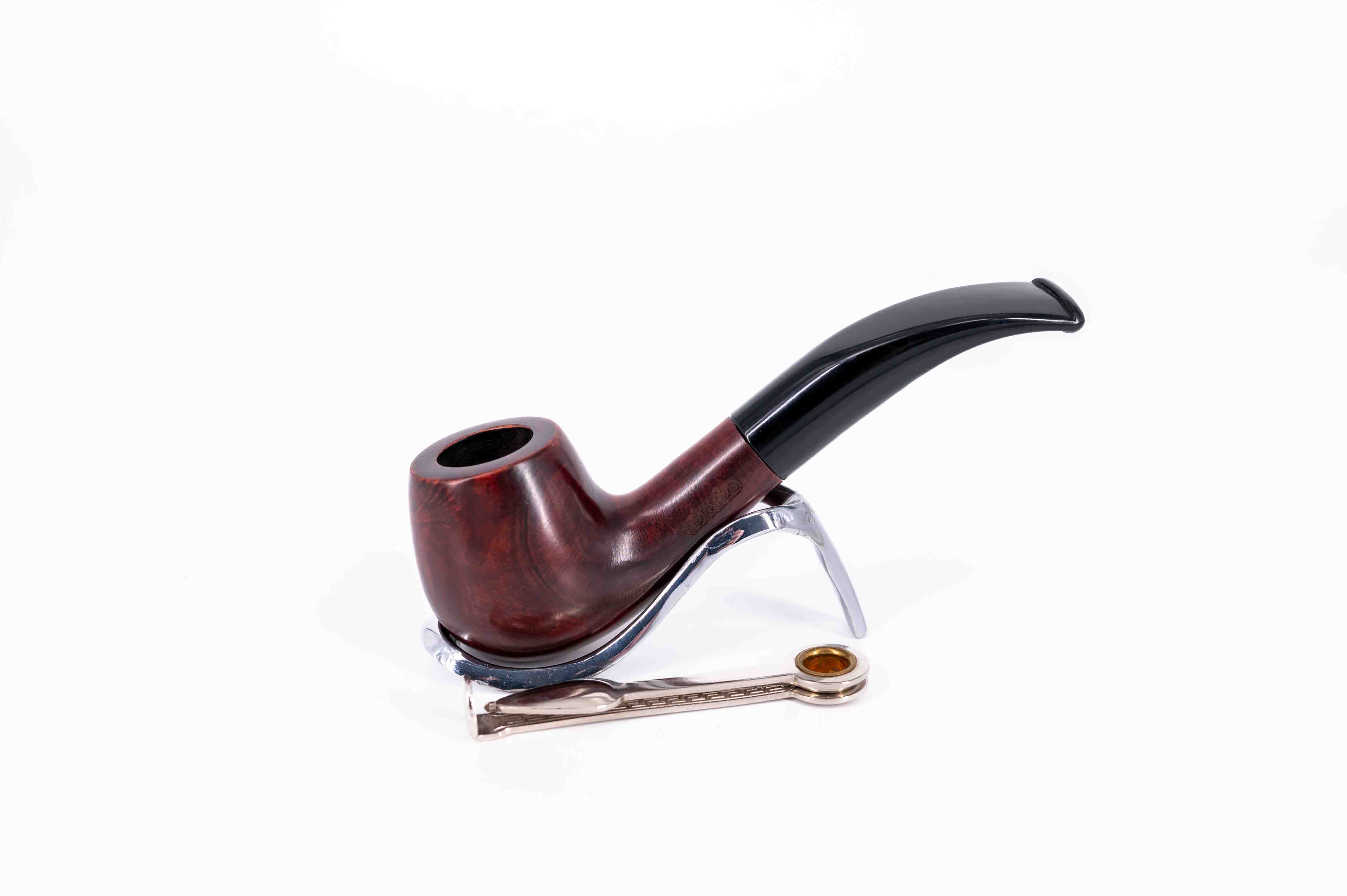 Adsorba 9mm-es vörösesbarna színű filteres bruyer pipa - Bent Apple típusú 22