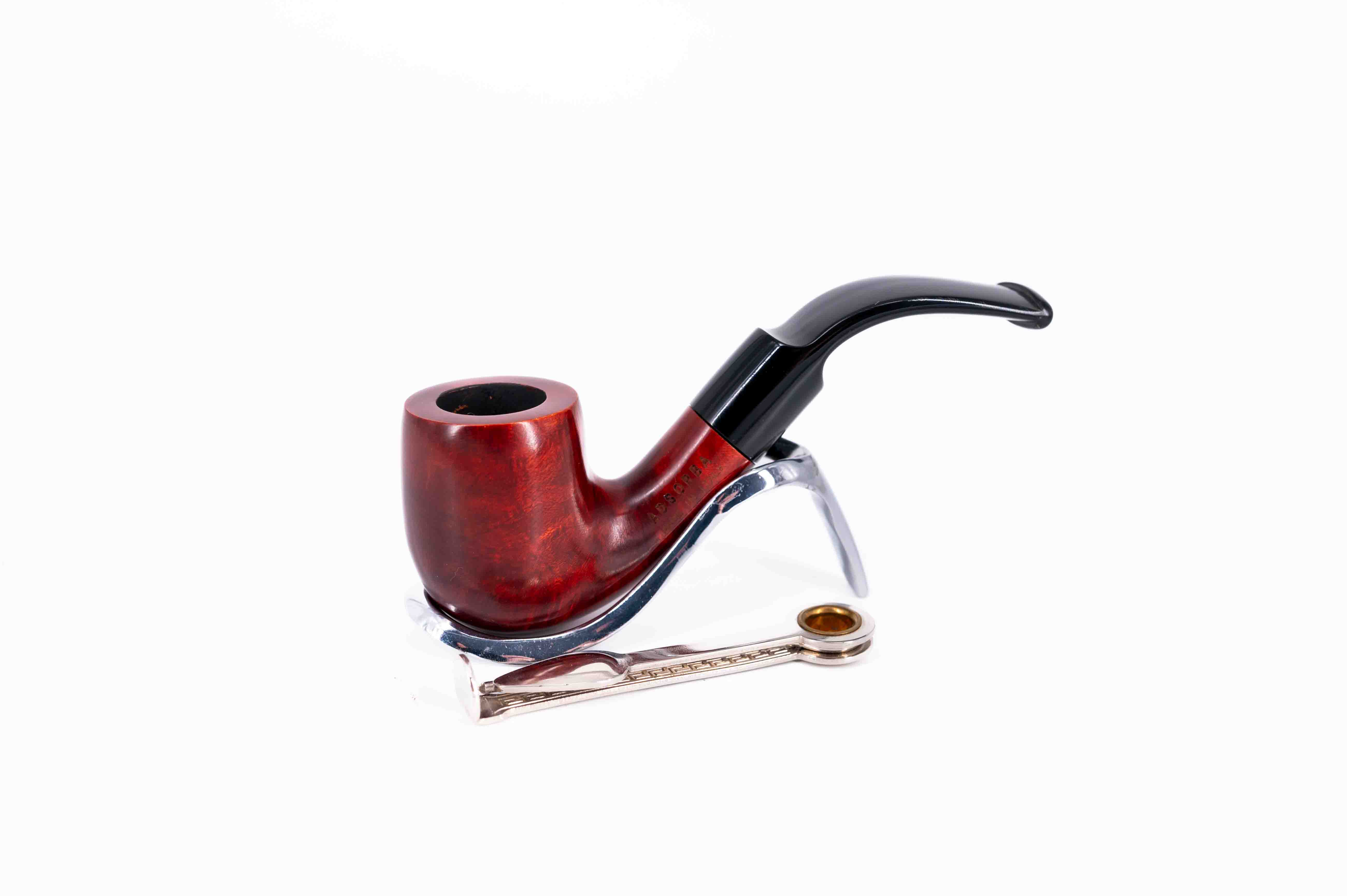 Adsorba vörösesbarna színű filteres hanga gyökér pipa 9mm-es filterrel - Bent Billiard típusú