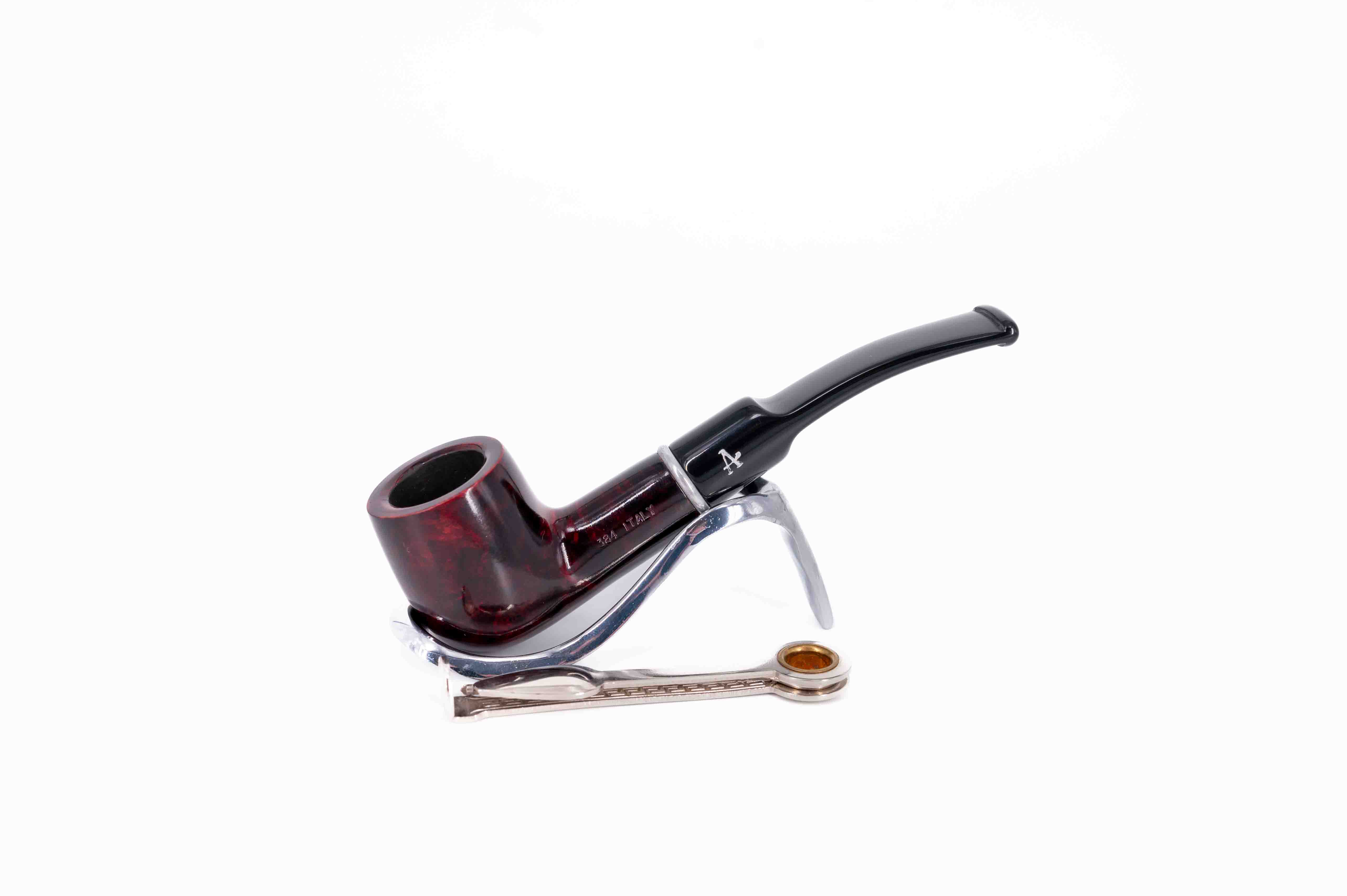 Adventure 9mm-es vörösesbarna színű filteres bruyer pipa enyhén hajlított szárral - Billiard típusú