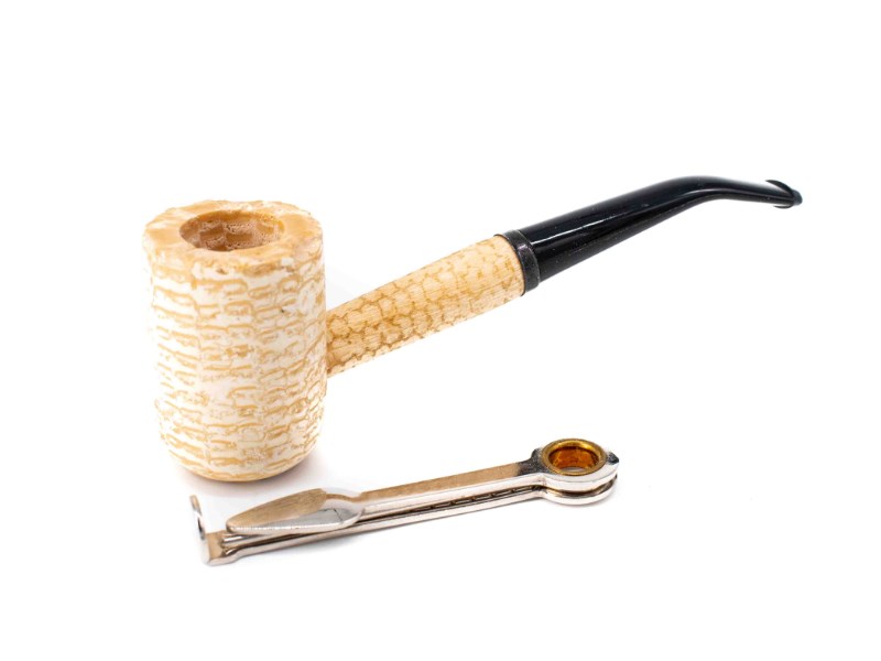 Missouri Meerschaum Corn Cob Washington kukorica pipa hajlított szárral és 6mm filterrel - natúr