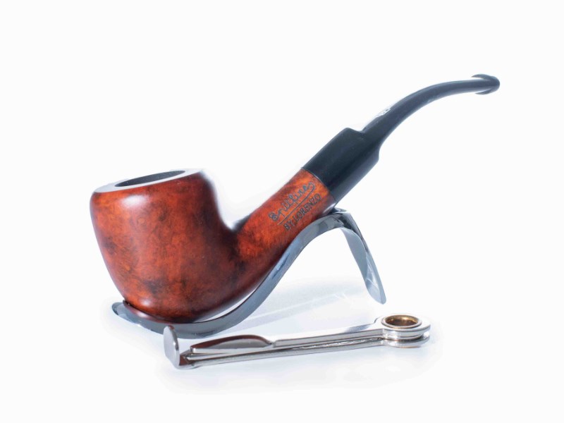 Lorenzo Manola 601-3 bruyer gyökér pipa vöröses barna színű 9mm filter, enyhén hajlított nyerges szopokával
