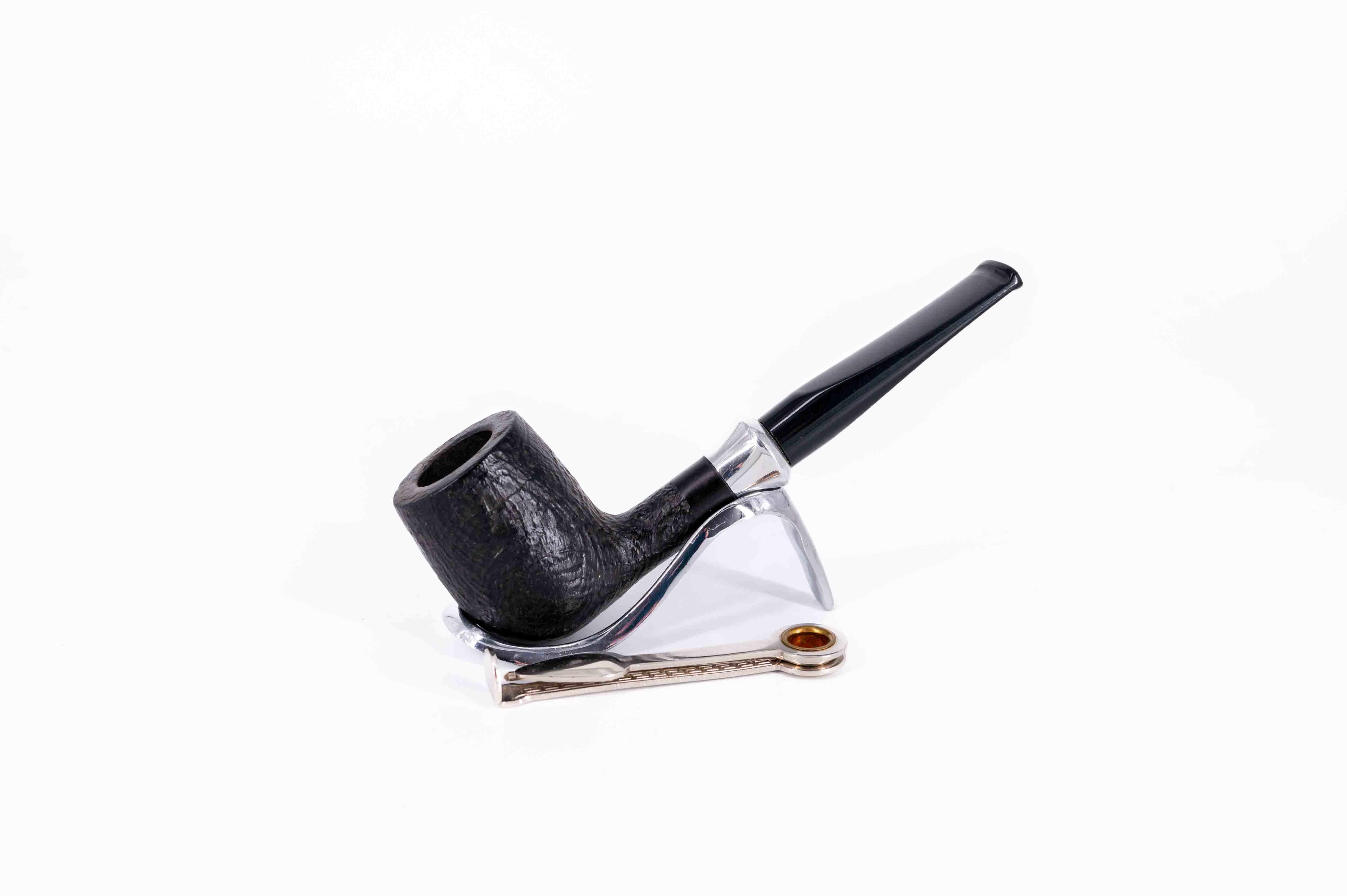 Padonio fekete színű homokfúvott briar gyökér pipa 9mm-es filterrel - Billiard típusú