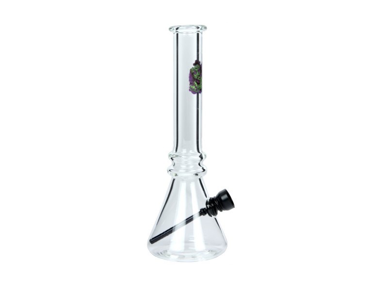 Padonio átlátszó üveg bong 20 cm magas - Totem fej mintákkal