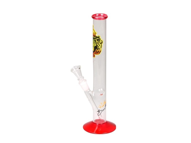 Padonio átlátszó üveg bong 28 cm magas - Oroszlánfej mintával