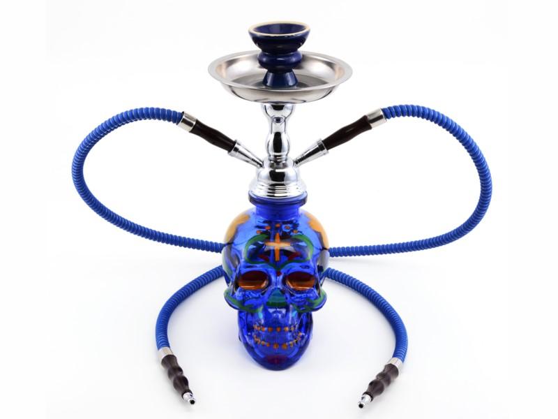Atomic La Catrina Shisha 2 csöves vízipipa 45 cm – kék, koponya mintás