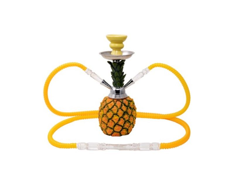 Atomic Ananász Shisha 2 csöves vízipipa 30 cm – sárga, dekoratív ananász dizájn