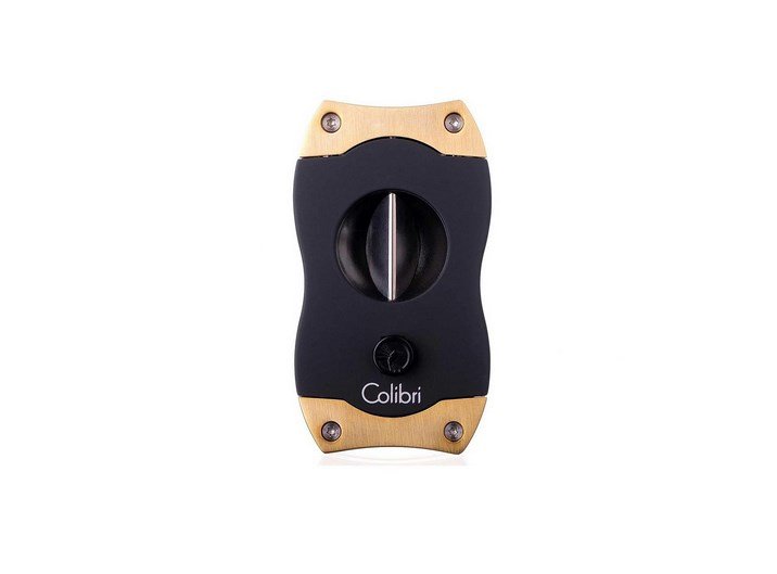 Colibri V-Cut Brushed Gold, nemesacél pengéjü ék szivar vágó 23mm - szálcsiszolt arany