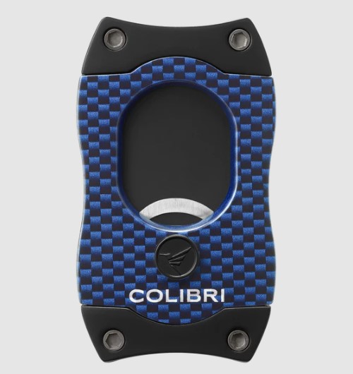 Colibri S-Cut CF Blue, kék színű nemesacél pengéjű guillotine szivarvágó 26mm - fekete pengével